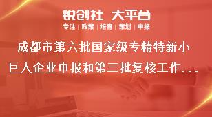成都市第六批國家級專精特新小巨人企業(yè)申報(bào)和第三批復(fù)核工作工作程序獎(jiǎng)補(bǔ)政策