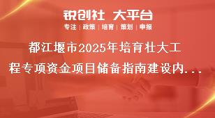都江堰市2025年培育壯大工程專項資金項目儲備指南建設內(nèi)容獎補政策
