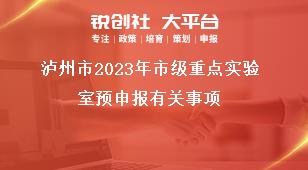 瀘州市2023年市級重點實驗室預申報有關事項獎補政策