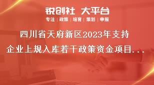 四川省天府新區2023年支持企業上規入庫若干政策資金項目申報工作申報時間獎補政策